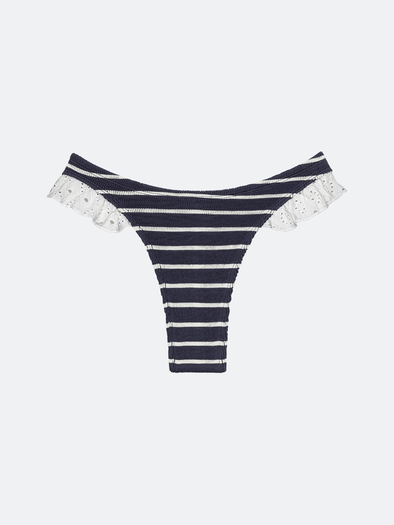 BALBOA RUFFLE BIKINI BOTTOM - MIDNIGHT STRIPED – ELYSIIAN