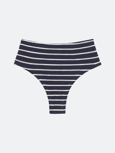 BALBOA HIGH WAISTED BIKINI BOTTOM - MIDNIGHT STRIPED