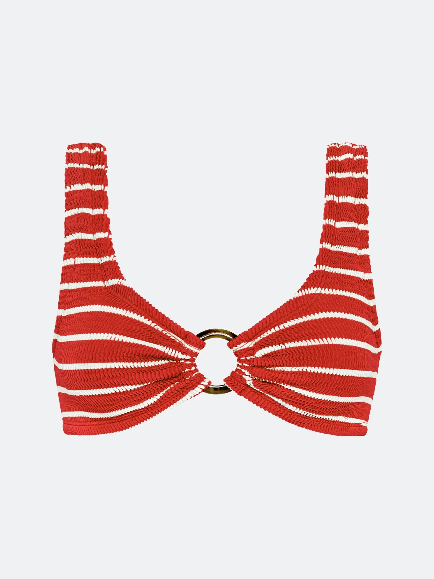 BALBOA CENTER RING BIKINI TOP - RUBY STRIPED