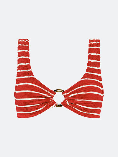 BALBOA CENTER RING BIKINI TOP - RUBY STRIPED