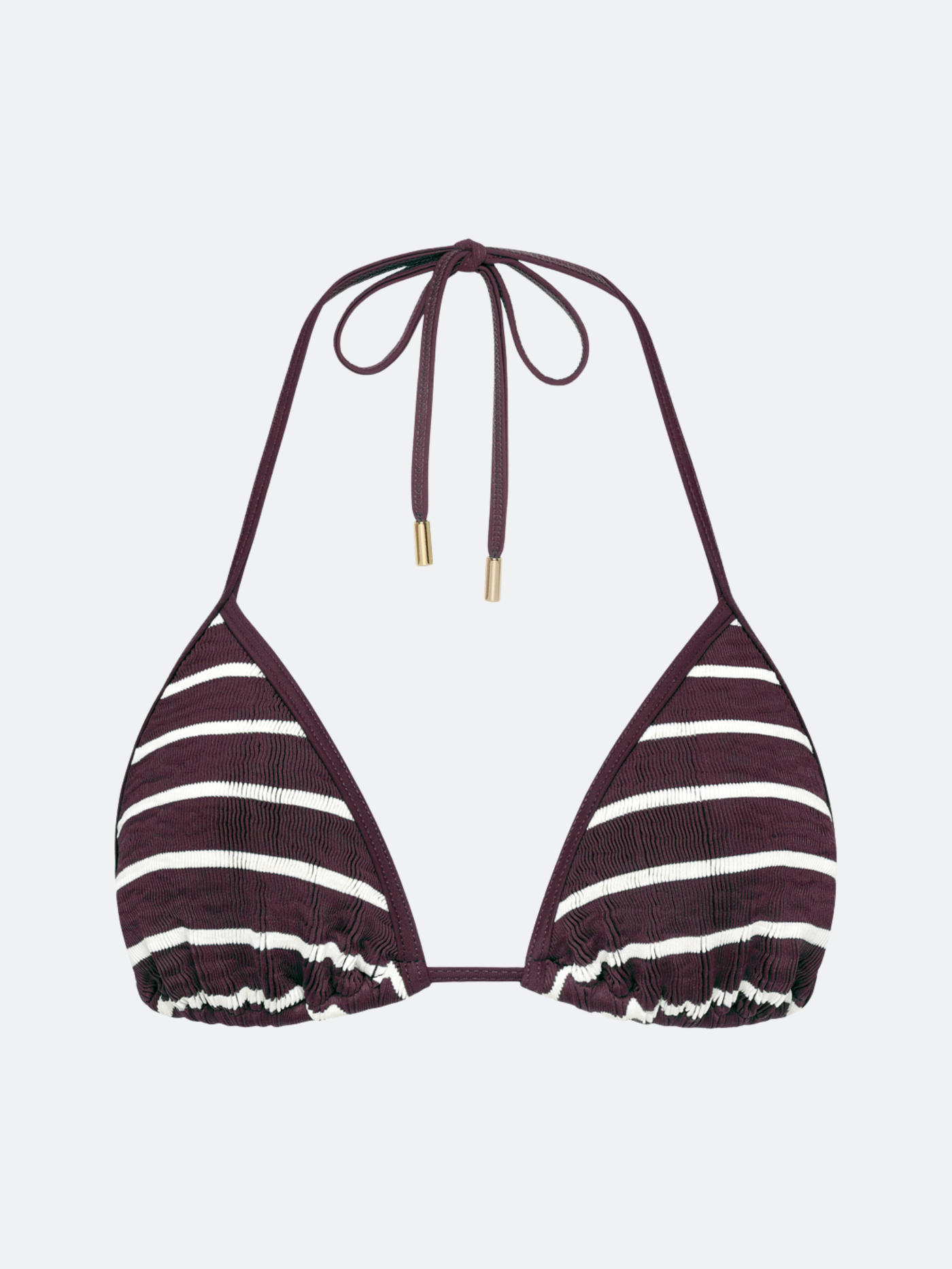 BALBOA TRIANGLE BIKINI TOP - CHOCOLATE BROWN STRIPED