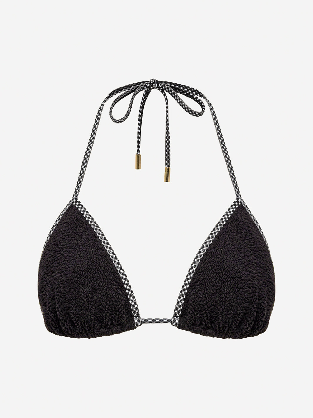 BALBOA TRIANGLE BIKINI TOP - BLACK GINGHAM