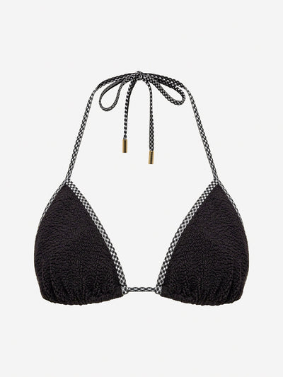 BALBOA TRIANGLE BIKINI TOP - BLACK GINGHAM