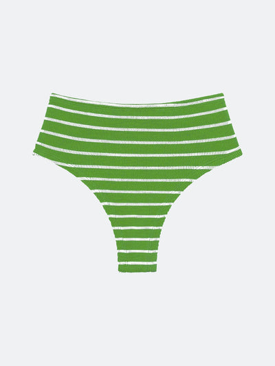 BALBOA HIGH WAISTED BIKINI BOTTOM - MATCHA STRIPED