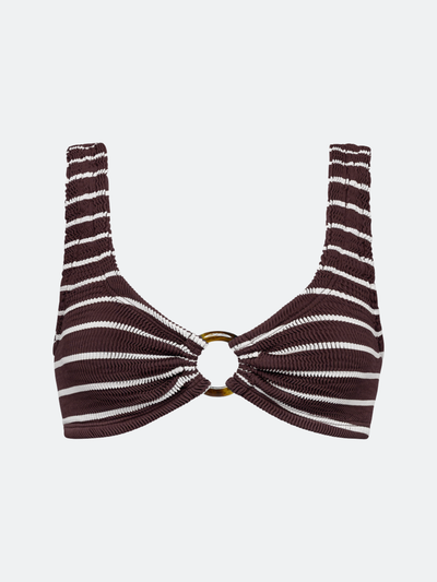 BALBOA CENTER RING BIKINI TOP - CHOCOLATE BROWN STRIPED