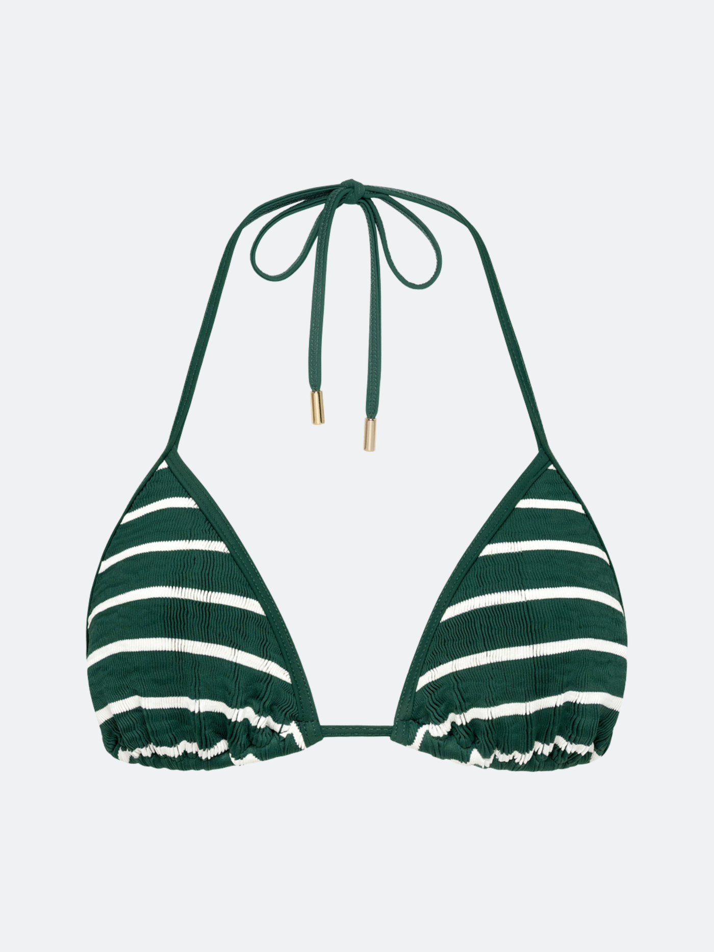 BALBOA TRIANGLE BIKINI TOP - FOREST GREEN STRIPED