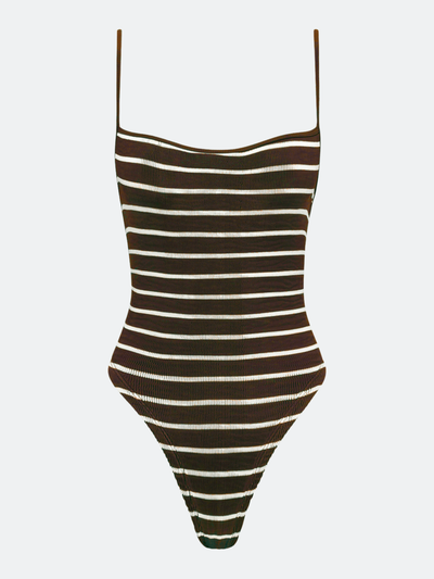 BALBOA THIN STRAP ONE PIECE - CHOCOLATE BROWN STRIPED