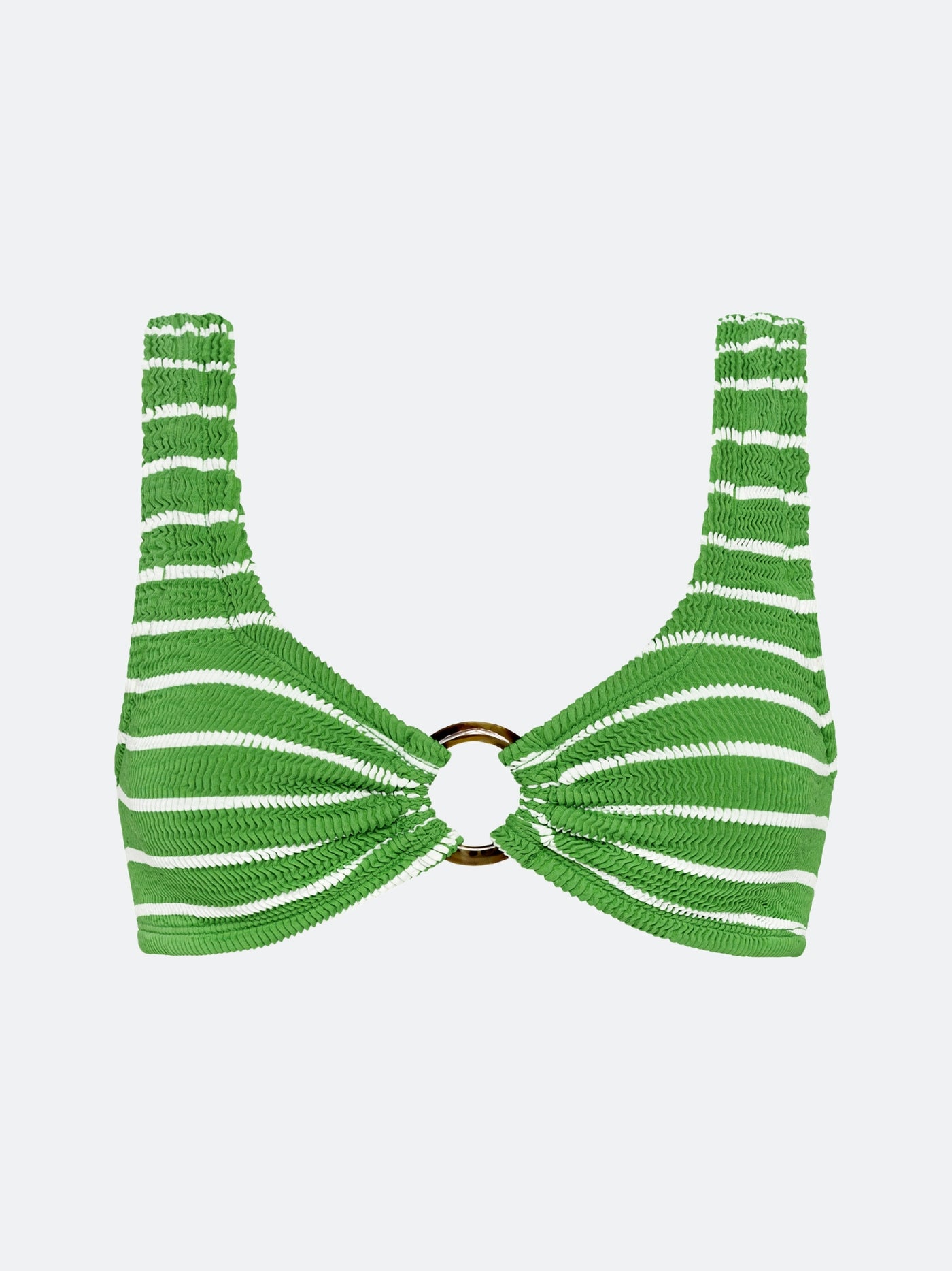 BALBOA CENTER RING BIKINI TOP - MATCHA STRIPED