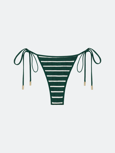 BALBOA TRIANGLE BIKINI BOTTOM - FOREST GREEN STRIPED