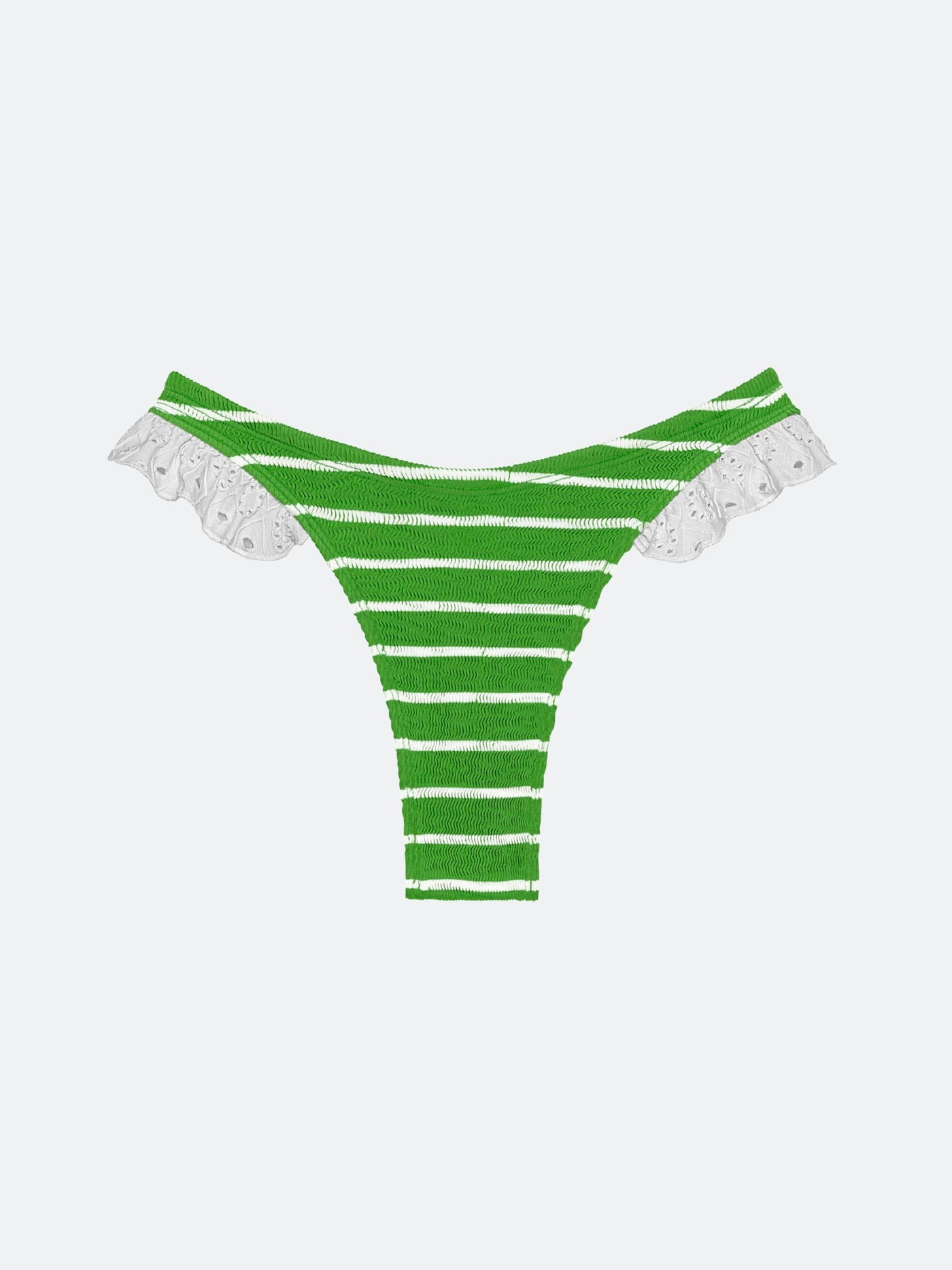 BALBOA RUFFLE BIKINI BOTTOM - MATCHA STRIPED