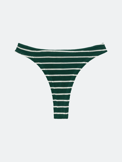 BALBOA HIGH RISE BIKINI BOTTOM - FOREST GREEN STRIPED