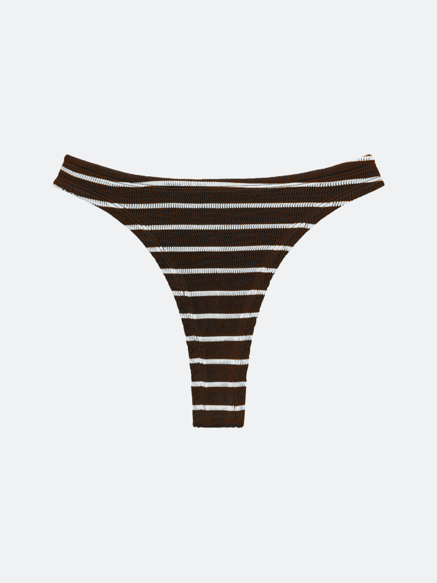 BALBOA HIGH RISE BIKINI BOTTOM - CHOCOLATE BROWN STRIPED