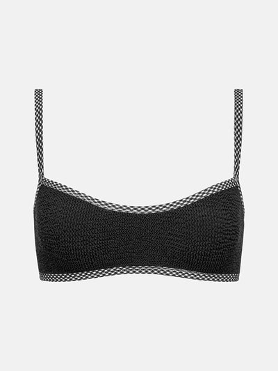 BALBOA BINDING BIKINI TOP - BLACK GINGHAM