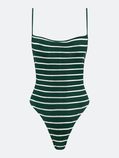 BALBOA THIN STRAP ONE PIECE - FOREST GREEN STRIPED