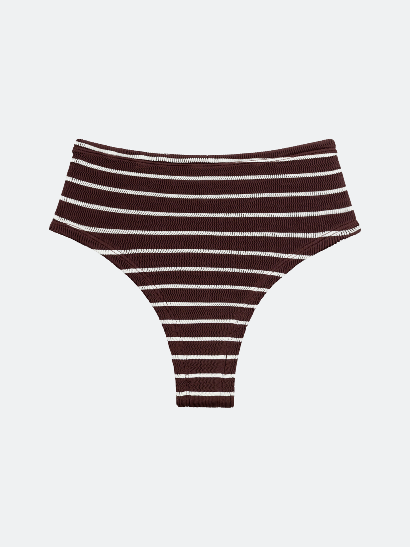 BALBOA HIGH WAISTED BIKINI BOTTOM - CHOCOLATE BROWN STRIPED