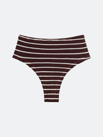 BALBOA HIGH WAISTED BIKINI BOTTOM - CHOCOLATE BROWN STRIPED