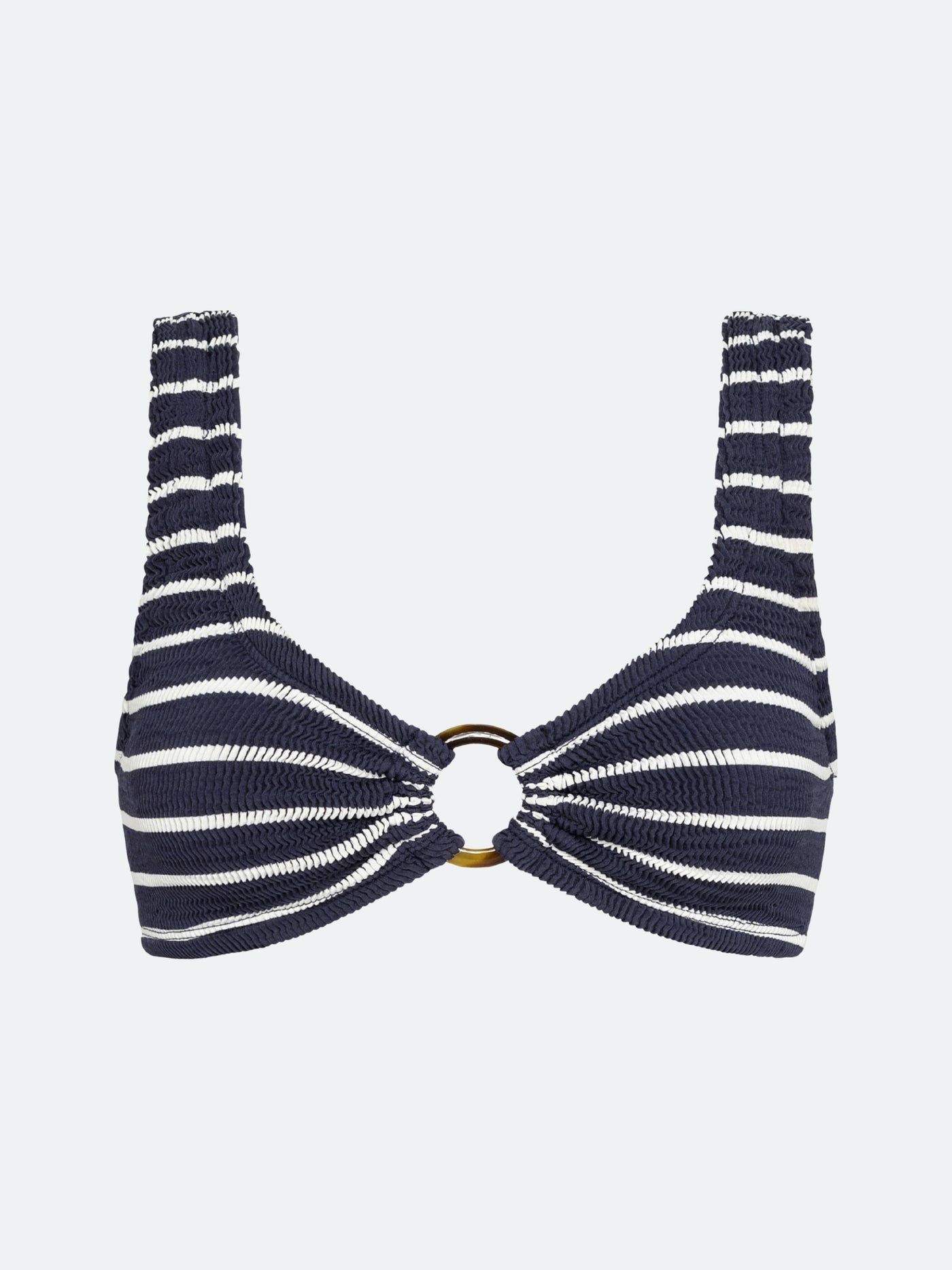 BALBOA CENTER RING BIKINI TOP - MIDNIGHT STRIPED