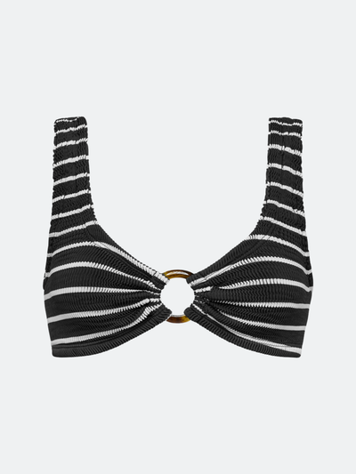 BALBOA CENTER RING BIKINI TOP - BLACK AND WHITE STRIPED