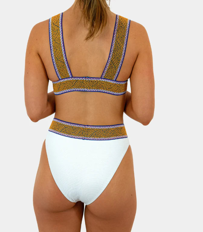 SAMPLE SALE BALI BIKINI BOTTOM WHITE RIBBED ELYSIIAN